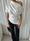 DRAPER ASYMMETRIC TOP IN WHITE Marqi Studio