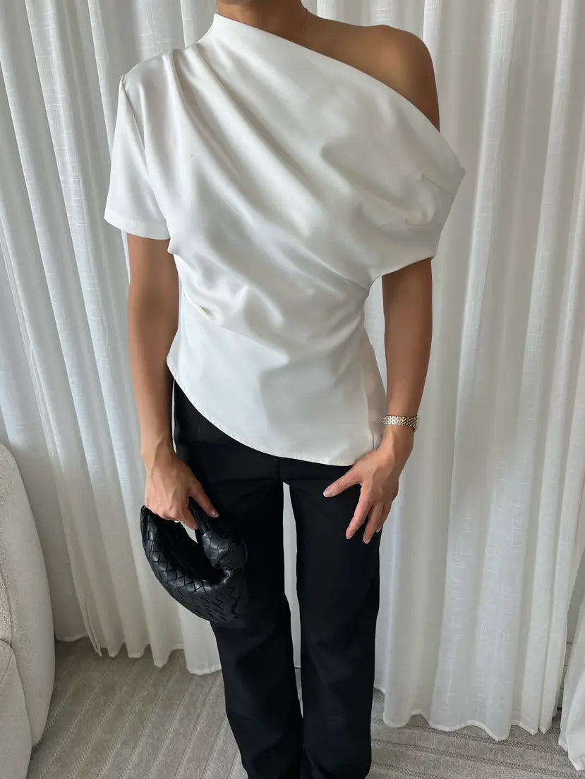 DRAPER ASYMMETRIC TOP IN WHITE