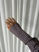 ELITE CINCHED WAIST SHIRT IN CHOCO STRIPES Marqi Studio