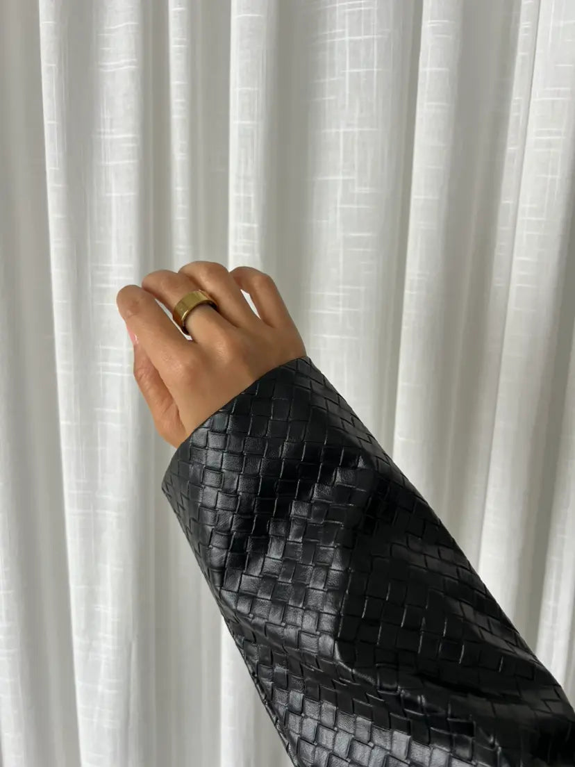 ELLIOT BRAIDED FAUX LEATHER JACKET Marqi Studio