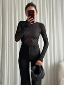 LELIA MESH TOP IN BLACK POLKADOT Marqi Studio