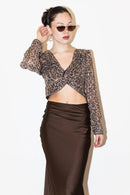 Rouge Leopard Sequin Top Marqi Studio